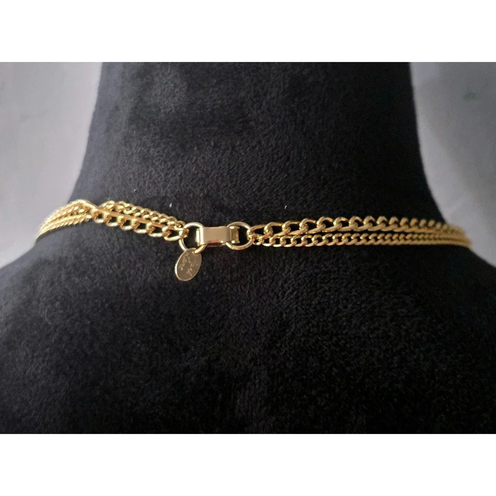 Park Lane Vintage Gold Tone Double Strand Tassel Necklace Cream Faux Pearl Bead‎